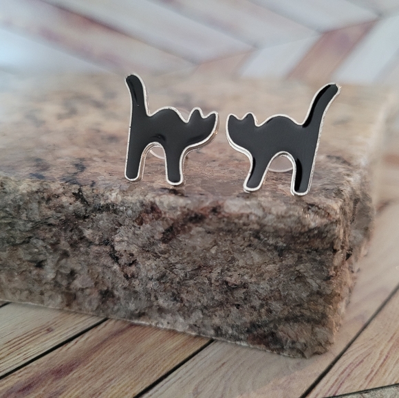 Other - Black Cat Stud Earrings ✨️